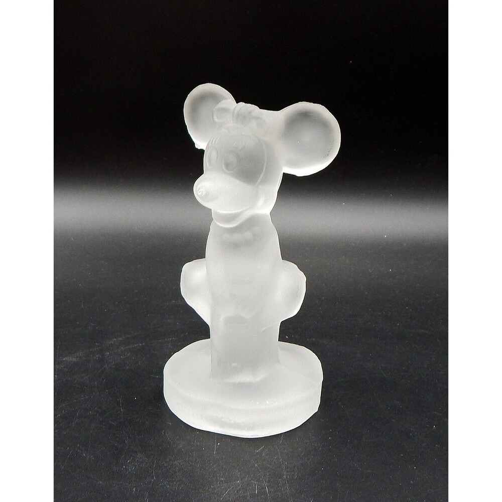 Walt Disney Productions Minnie Mouse Figurine Frosted Glass 5 Inch Italy